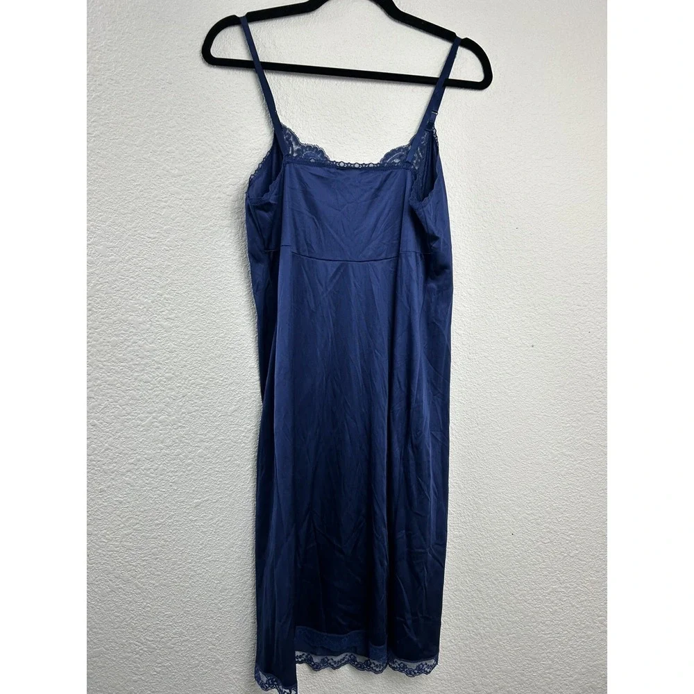 Vintage Applause Navy Blue‎ Lace Slip Dress Size 36 Boudoir Risqué Flirty Sexy